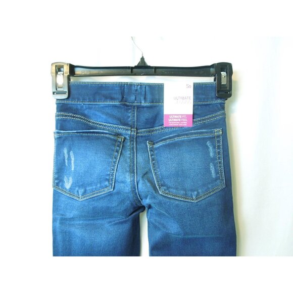 Girls SO Dark Blue Distressed Ultimate Stretch Jeggings Adj. Waist Size 8 - Picture 10 of 10